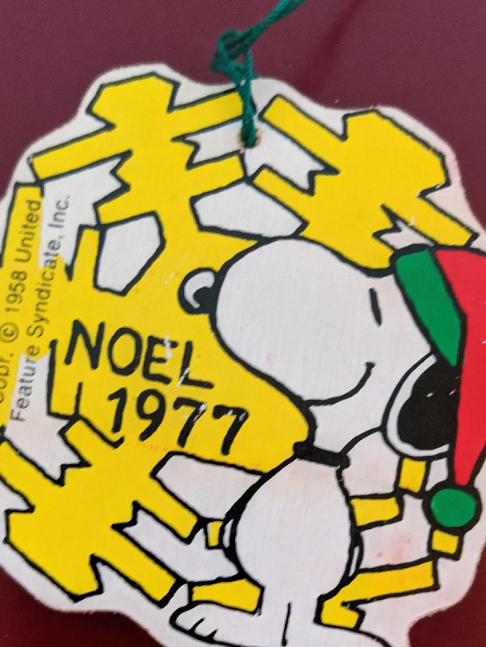 Vtg Peanuts Gang Christmas Ornament Snoopy Noel 1977 Snowflake Dupont
